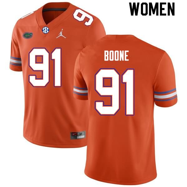 Women's NCAA Florida Gators Justus Boone #91 Stitched Authentic Nike Orange College Football Jersey DOY3865OW